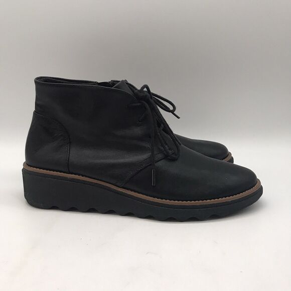 Clarks Collection Side Zip Ankle Booties Women's 7.5 Black Chukka Boots 13288 - Picture 1 of 11